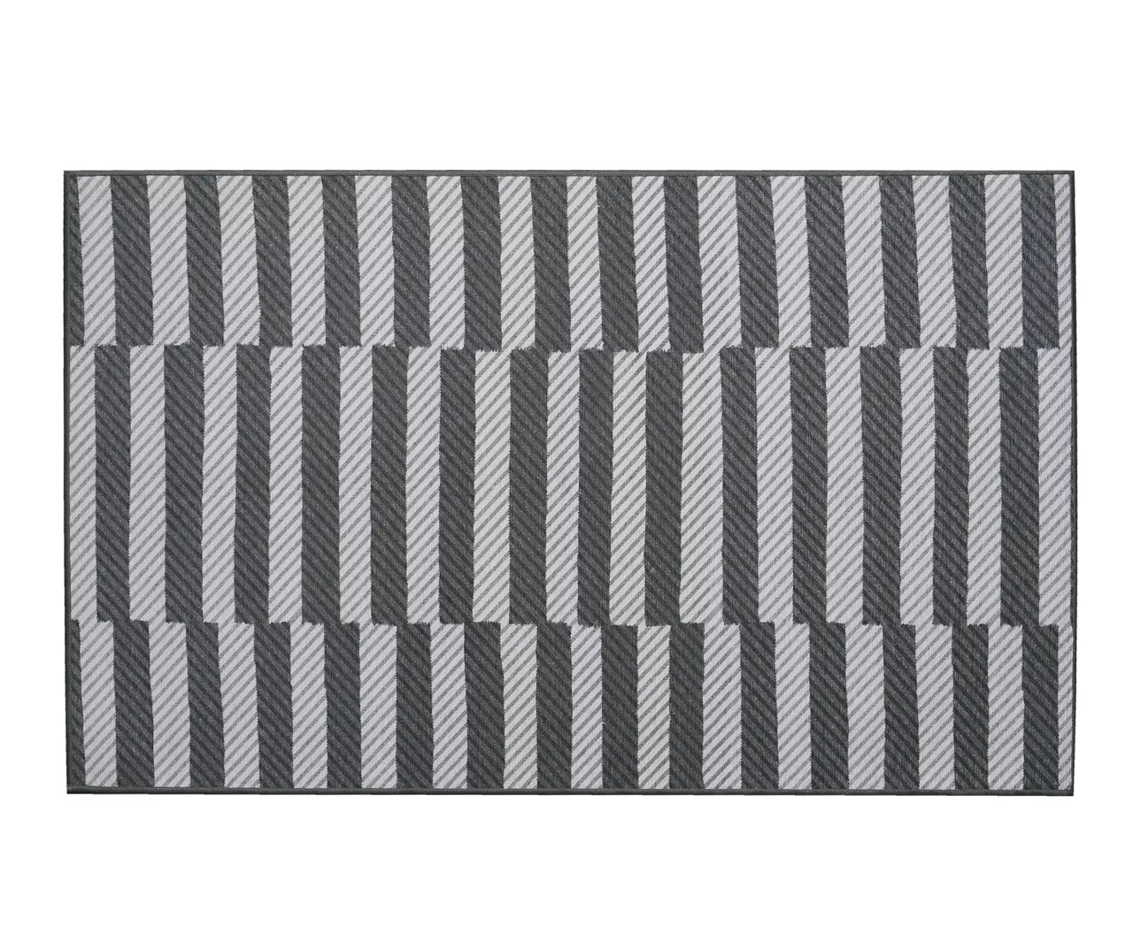 My Magic Carpet Tratti Black & Cream Offset Stripe Washable Area Rug, (5' X 7') 3 My Magic Carpet Tratti Black & Cream Offset Stripe Washable Area Rug, (5' X 7')