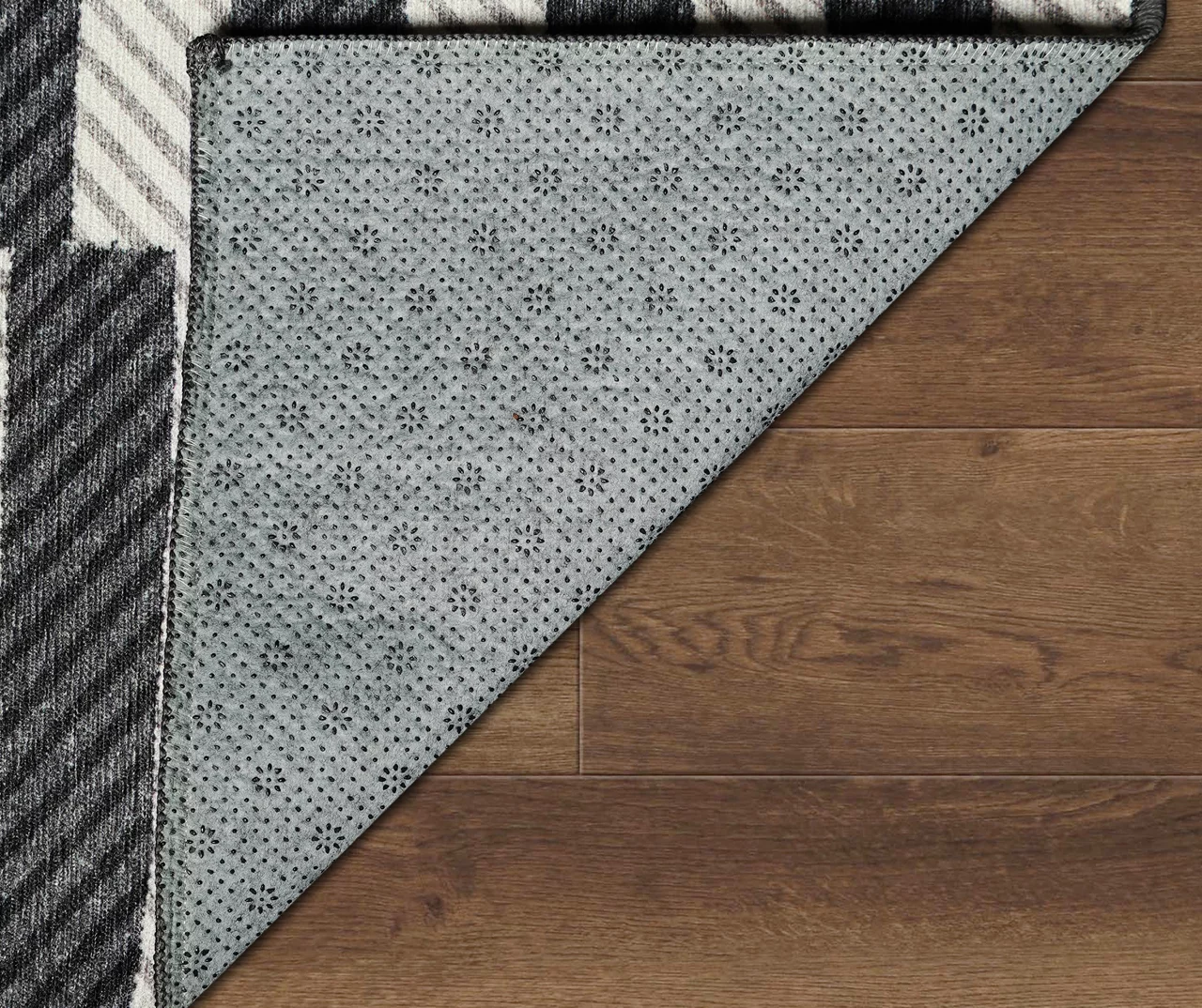 My Magic Carpet Tratti Black & Cream Offset Stripe Washable Area Rug, (5' X 7') 6 My Magic Carpet Tratti Black & Cream Offset Stripe Washable Area Rug, (5' X 7') - Image 4