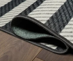 My Magic Carpet Tratti Black & Cream Offset Stripe Washable Area Rug, (5' X 7') 12 My Magic Carpet Tratti Black & Cream Offset Stripe Washable Area Rug, (5' X 7') -DHP Sales Store 810615381 A8 3