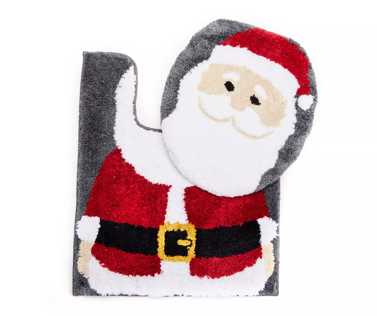 Red & Gray Santa Toilet Topper & Contour Rug Set 3 Red & Gray Santa Toilet Topper & Contour Rug Set