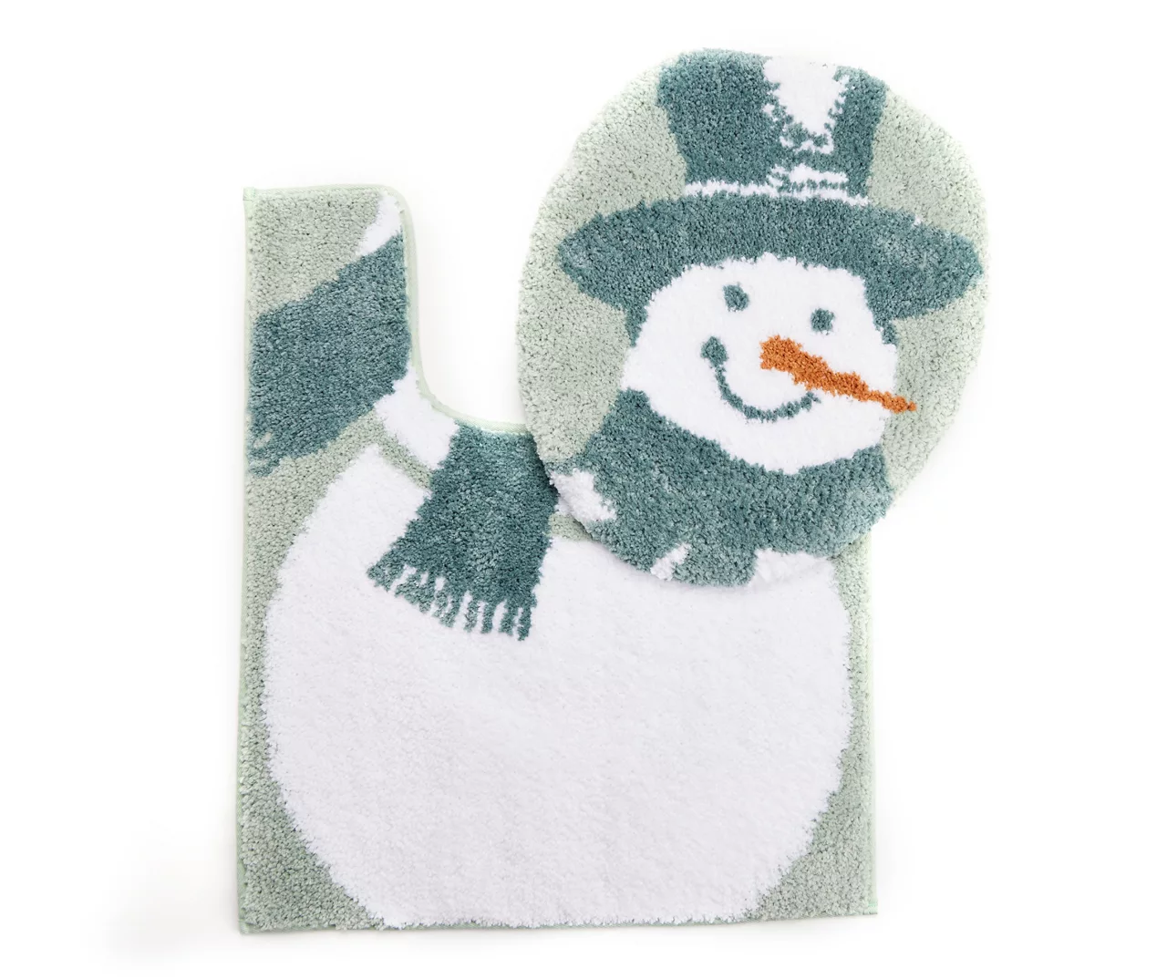 Sage Green Snowman Toilet Topper & Contour Rug Set 3 Sage Green Snowman Toilet Topper & Contour Rug Set