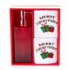 "Merry Everything" Red & White Gifts 3-Piece Soap Pump & Towel Set -DHP Sales Store 810619506 A0 1