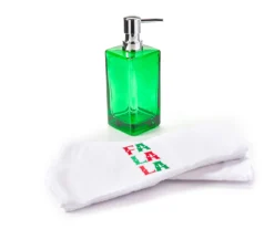 "Fa La La" Green & Red 3-Piece Soap Pump & Towel Set -DHP Sales Store 810619508 A0 2
