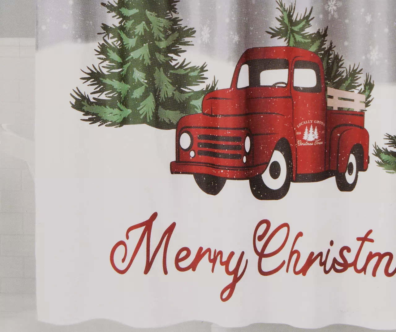 Santa's Workshop "Merry Christmas" Red Truck 13-Piece Shower Curtain Set 3 Santa's Workshop "Merry Christmas" Red Truck 13-Piece Shower Curtain Set
