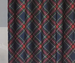 Santa's Workshop Navy & Red Plaid 13-Piece Shower Curtain Set