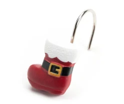 Santa's Workshop Navy & Red Plaid 13-Piece Shower Curtain Set -DHP Sales Store 810620031 A8 2