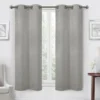 Silver Velvet Abstract Blackout Grommet Curtain Panel Pair, (63")