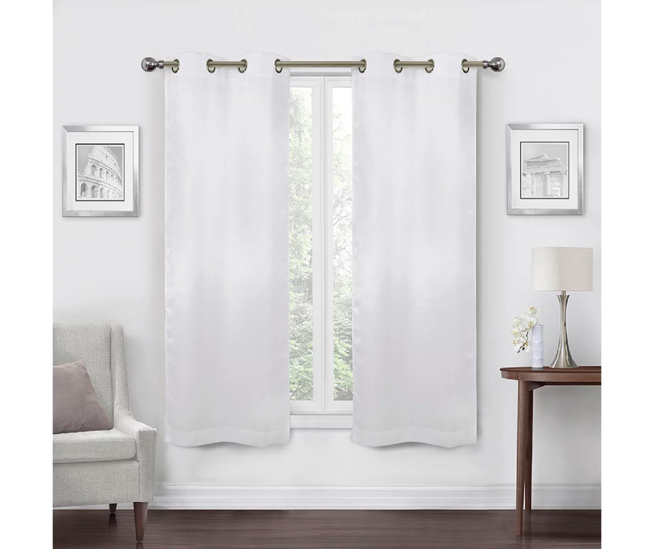 White Velvet Abstract Blackout Grommet Curtain Panel Pair, (63") 3 White Velvet Abstract Blackout Grommet Curtain Panel Pair, (63")