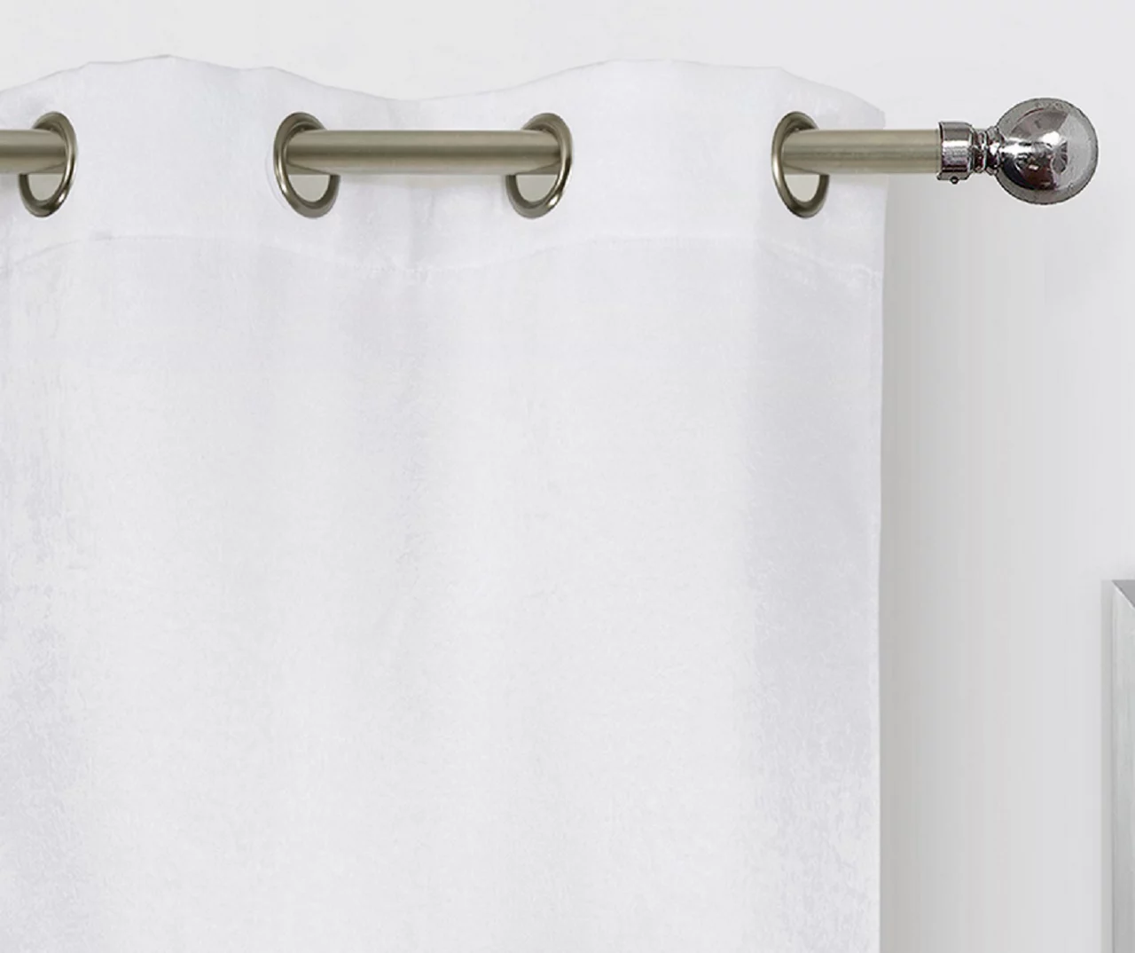 White Velvet Abstract Blackout Grommet Curtain Panel Pair, (63") 4 White Velvet Abstract Blackout Grommet Curtain Panel Pair, (63") - Image 2