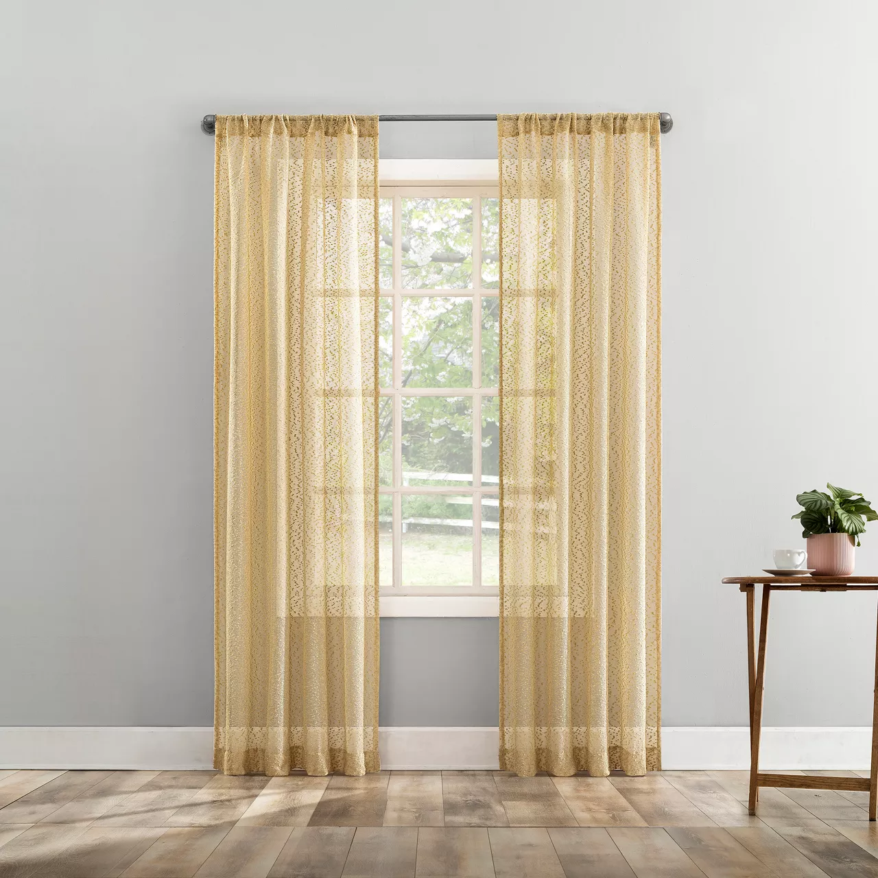 Tinsley Gold Boucle Light-Filtering Rod Pocket Curtain Panel, (84") 3 Tinsley Gold Boucle Light-Filtering Rod Pocket Curtain Panel, (84")