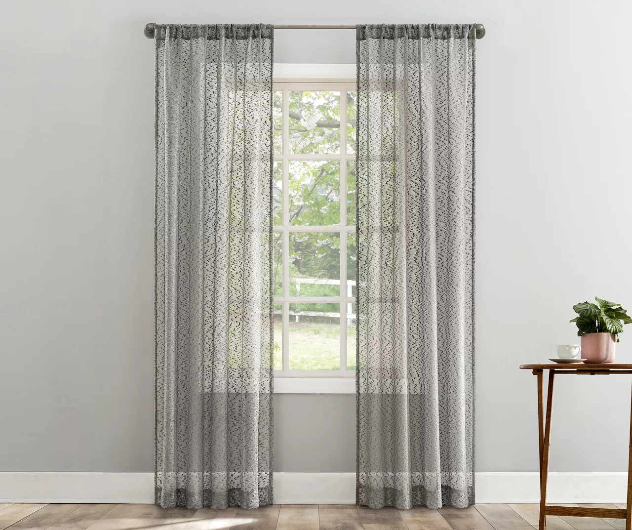 Tinsley Gray Boucle Light-Filtering Rod Pocket Curtain Panel, (84") 3 Tinsley Gray Boucle Light-Filtering Rod Pocket Curtain Panel, (84")