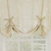 Meribel Taupe & White Embroidered Floral Tie-Up Rod Pocket Curtain Panel, (63")