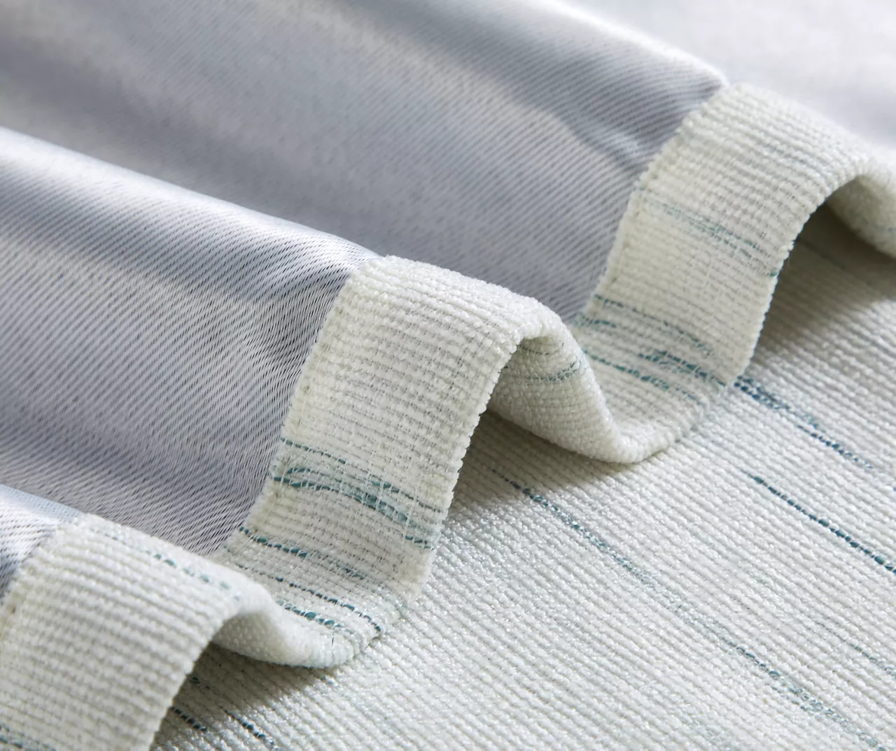 Aqua Stripe Chenille Grommet Curtain Panel Pair With Blackout Lining, (84") 5 Aqua Stripe Chenille Grommet Curtain Panel Pair With Blackout Lining, (84") - Image 3