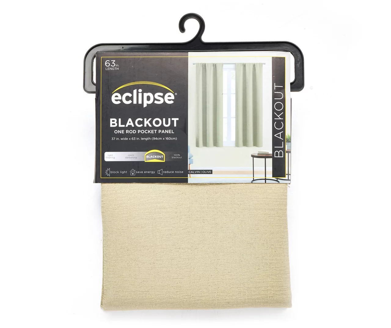 Green Blackout Rod Pocket Curtain Panel, (63") 3 Green Blackout Rod Pocket Curtain Panel, (63")