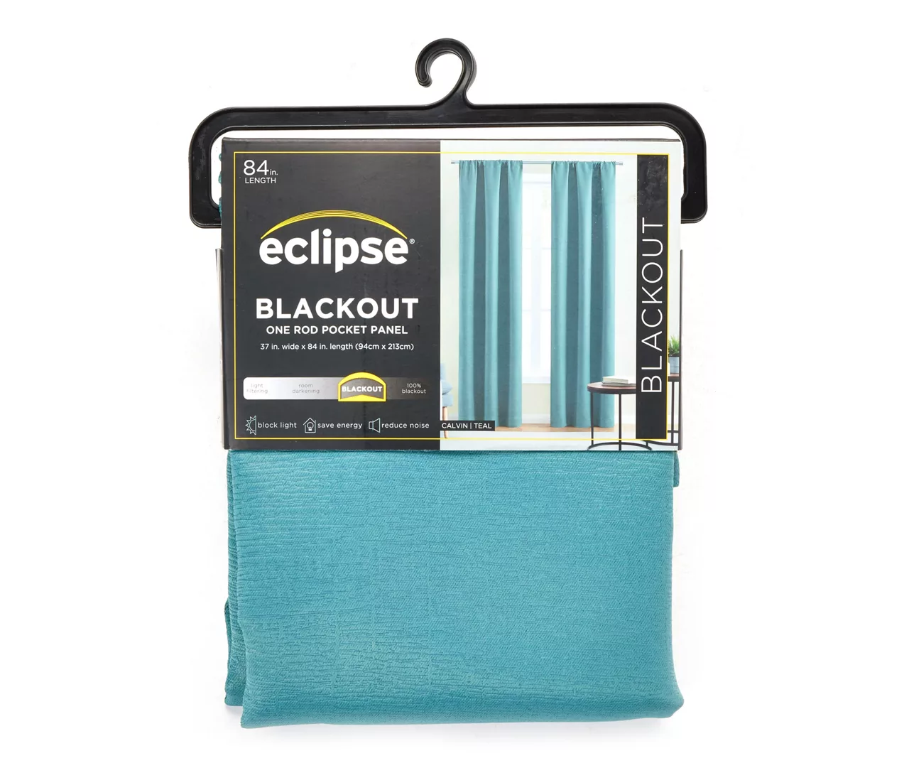 Teal Blackout Rod Pocket Curtain Panel, (84") 3 Teal Blackout Rod Pocket Curtain Panel, (84")