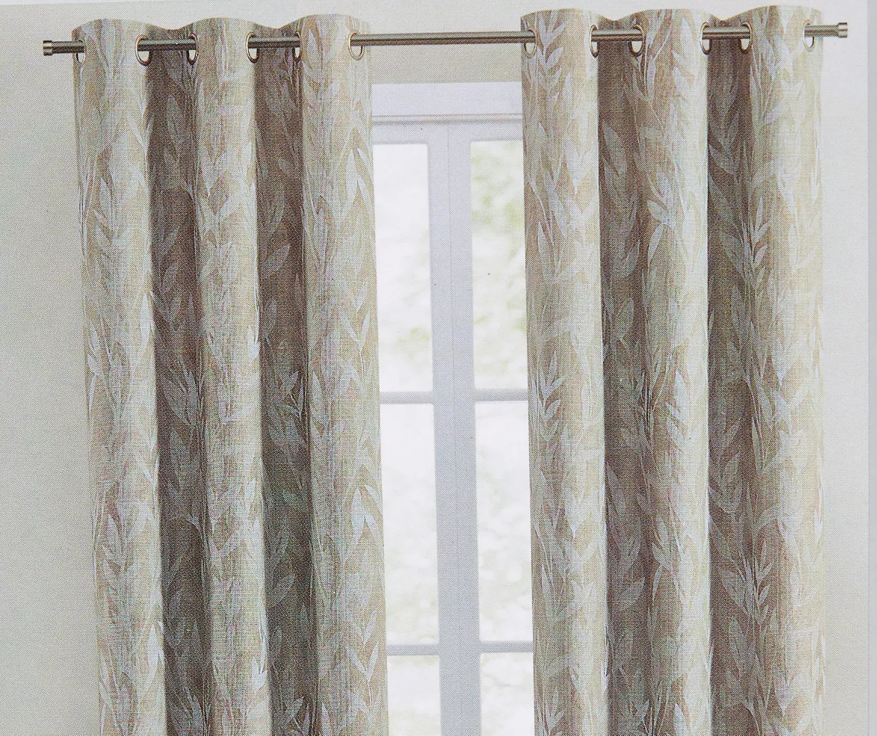 Esha Beige Botanical Blackout Grommet Curtain Panel Pair, (84") 4 Esha Beige Botanical Blackout Grommet Curtain Panel Pair, (84") - Image 2