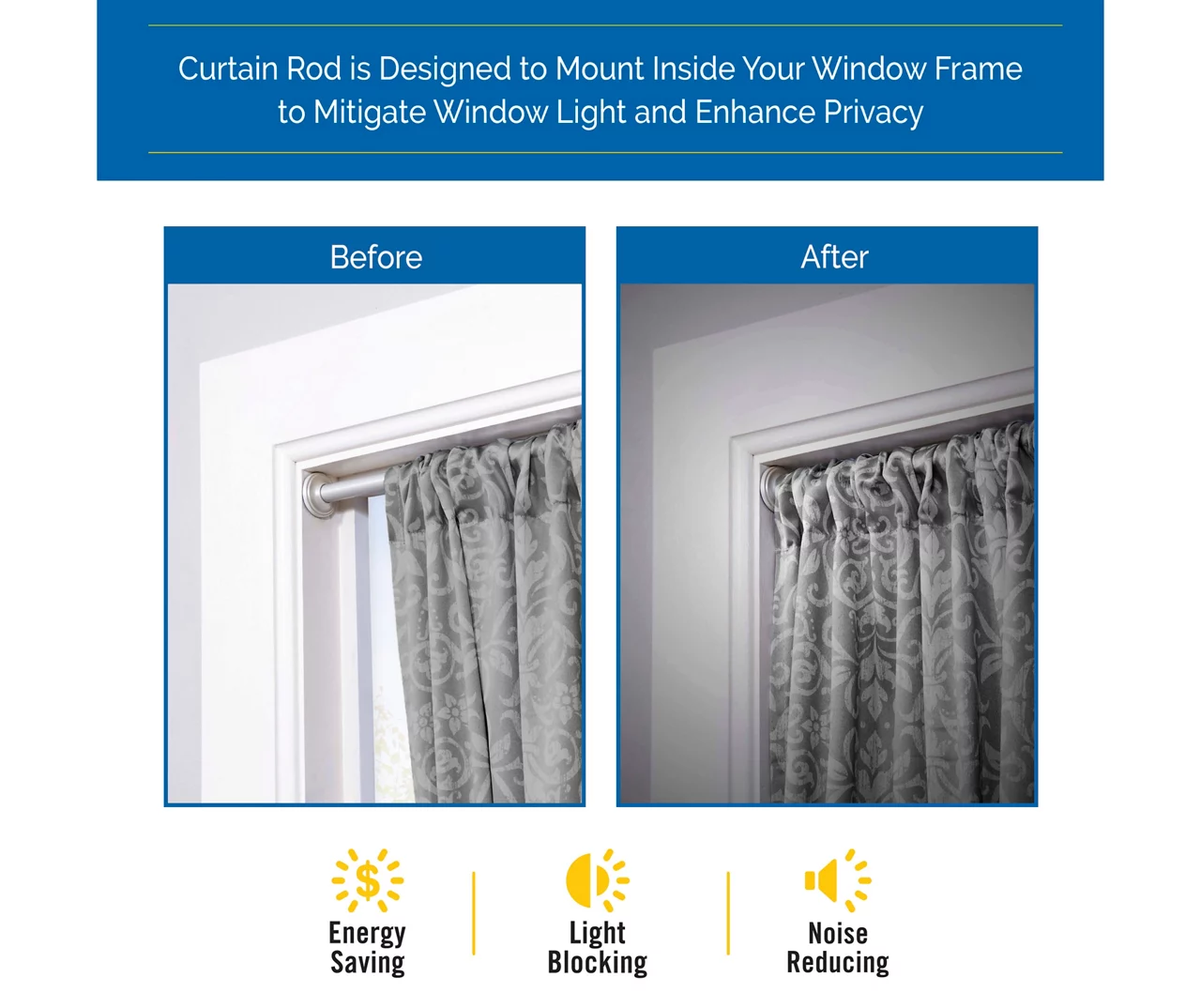 Sun Zero 5/8" Adjustable Tension Curtain Rod, (28"-60") 12 Sun Zero 5/8" Adjustable Tension Curtain Rod, (28"-60") - Image 10