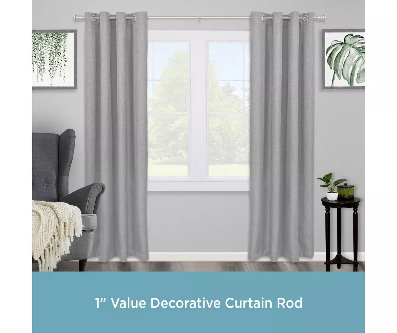 Trumpet Brushed Nickel 1" Adjustable Curtain Rod, (30"-84") 4 Trumpet Brushed Nickel 1" Adjustable Curtain Rod, (30"-84") - Image 2