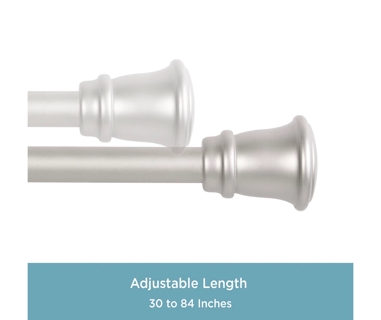 Trumpet Brushed Nickel 1" Adjustable Curtain Rod, (30"-84") 5 Trumpet Brushed Nickel 1" Adjustable Curtain Rod, (30"-84") - Image 3