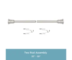 Trumpet Brushed Nickel 1" Adjustable Curtain Rod, (30"-84") 13 Trumpet Brushed Nickel 1" Adjustable Curtain Rod, (30"-84") -DHP Sales Store 810679557 A0 05