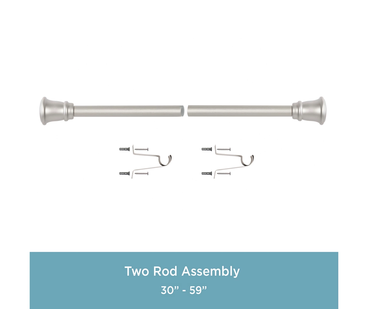 Trumpet Brushed Nickel 1" Adjustable Curtain Rod, (30"-84") 7 Trumpet Brushed Nickel 1" Adjustable Curtain Rod, (30"-84") - Image 5