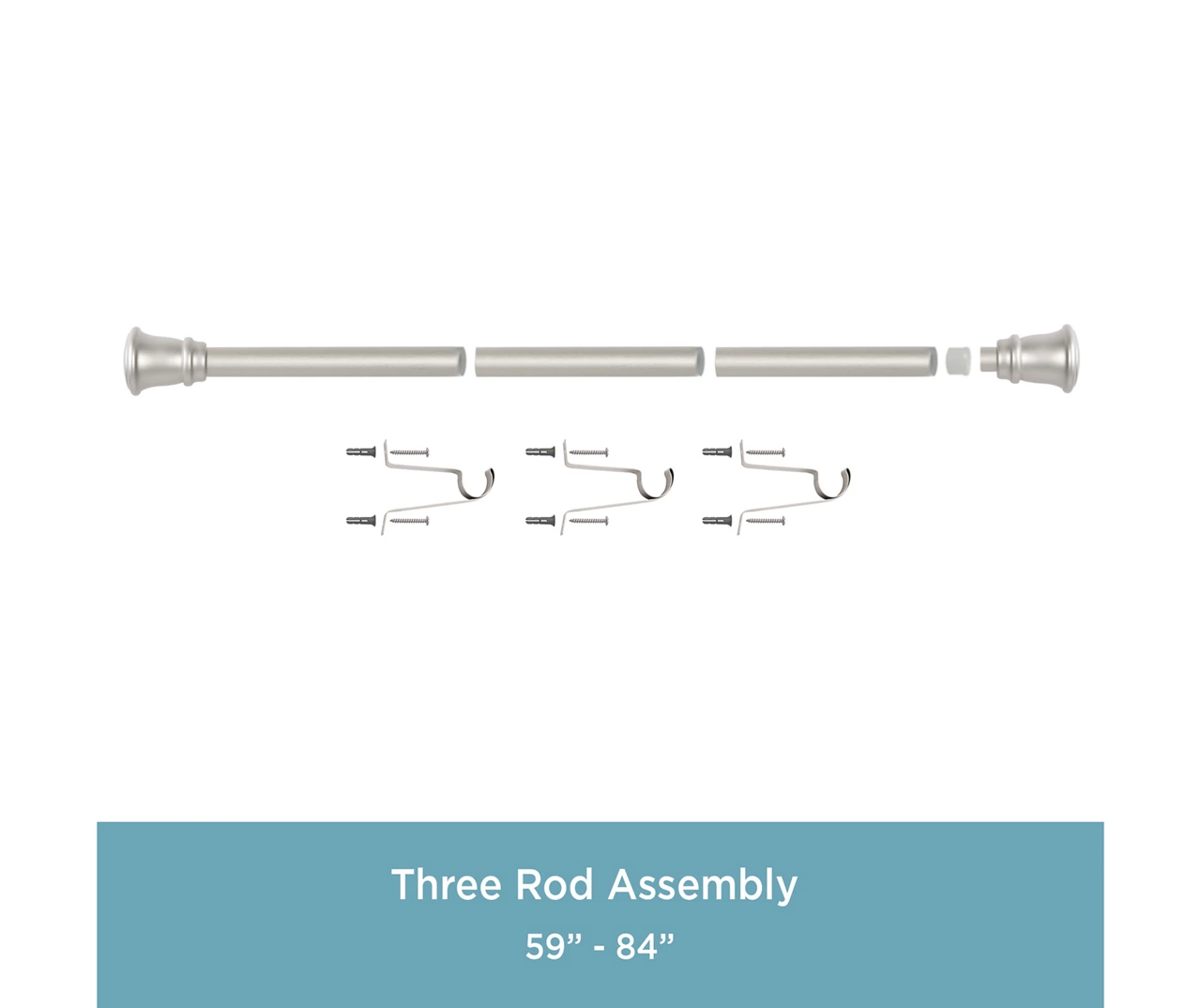 Trumpet Brushed Nickel 1" Adjustable Curtain Rod, (30"-84") 8 Trumpet Brushed Nickel 1" Adjustable Curtain Rod, (30"-84") - Image 6
