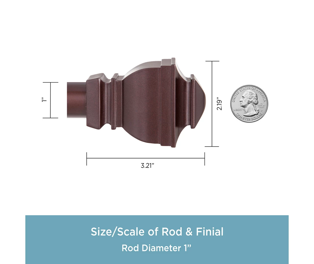 Riley Chocolate 1" Adjustable Curtain Rod, (30"-84") 6 Riley Chocolate 1" Adjustable Curtain Rod, (30"-84") - Image 4