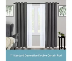 Layla Black 1" Adjustable Double Curtain Rod, (30"-84") -DHP Sales Store 810679565 A0 02