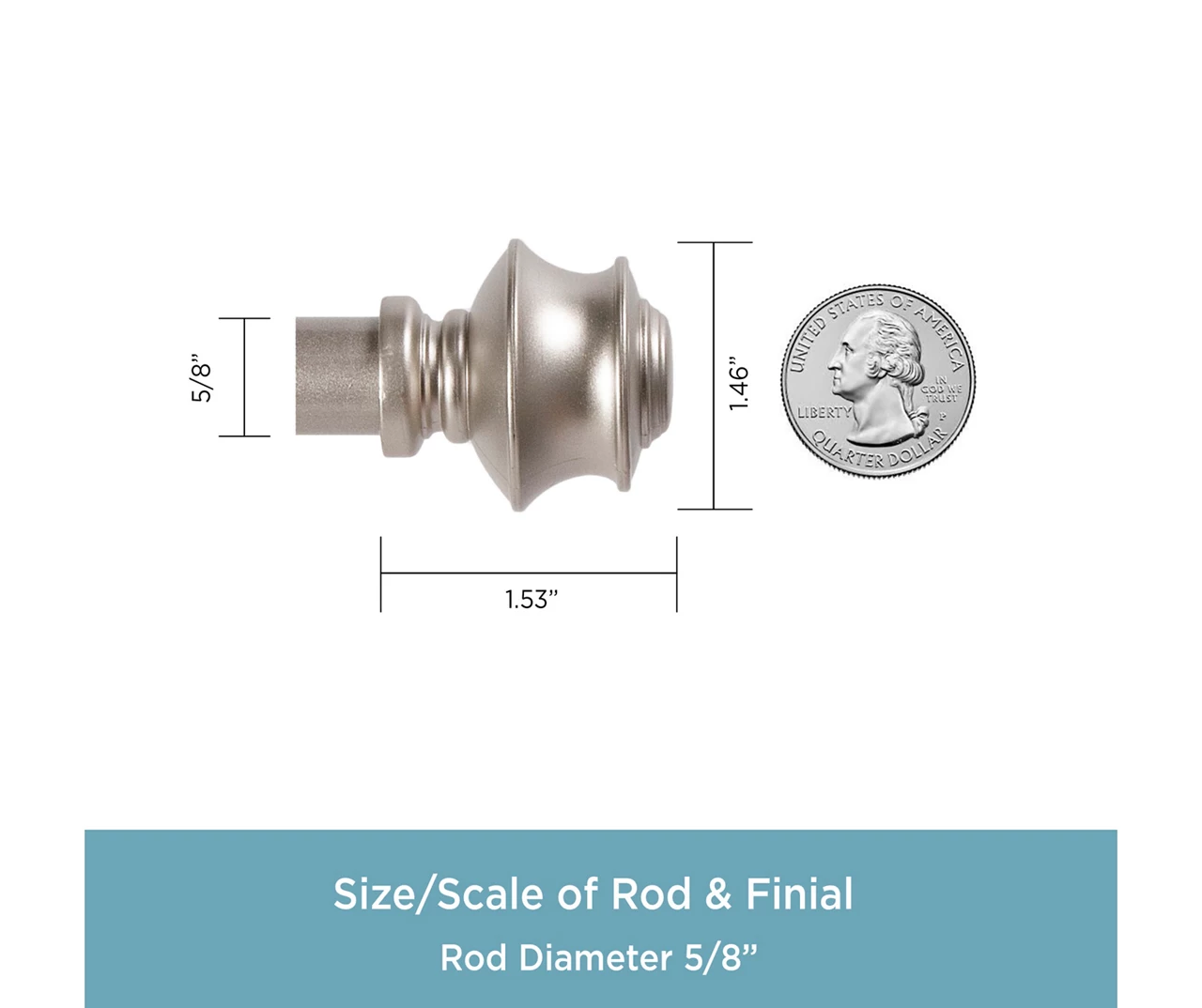 Phoenix Brushed Nickel 5/8" Adjustable Curtain Rod, (28"-48") 5 Phoenix Brushed Nickel 5/8" Adjustable Curtain Rod, (28"-48") - Image 3