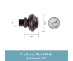 Lenon Weathered Brown 5/8" Adjustable Curtain Rod, (28"-48") -DHP Sales Store 810679593 A0 03