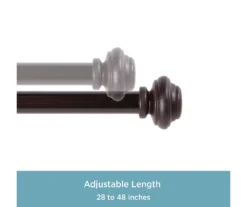 Lenon Weathered Brown 5/8" Adjustable Curtain Rod, (28"-48") -DHP Sales Store 810679593 A0 04
