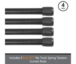 Kenney Fast Fit 4-Piece 7/16" Adjustable Tension Curtain Rod Set, (28"-48") -DHP Sales Store 810679602 A0 05