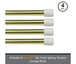 Kenney Fast Fit 4-Piece 7/16" Adjustable Tension Curtain Rod Set, (28"-48") -DHP Sales Store 810679604 A0 05